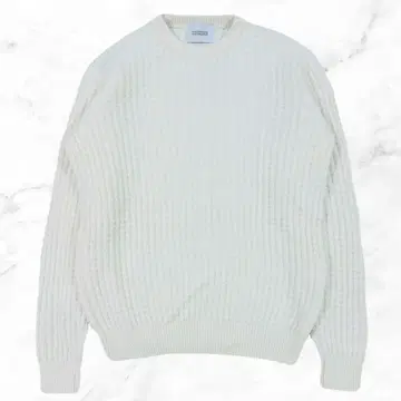 새상품급 매킨토시 울 니트 짧은 기장 화이트 아이보리 L 와플 리브