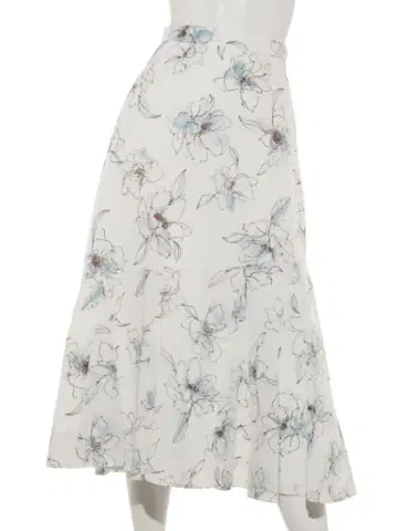 세탁 가능한 라인 플라워 드레이프 에어리 스커트