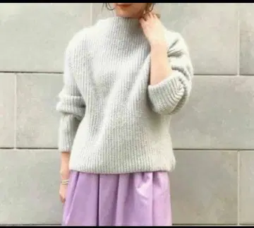 Liesse 모헤어 혼방 보틀넥 와이드 풀오버 니트 그레이 립