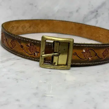 빈티지 가죽 천연 가죽 벨트 카빙 올 패턴 스티치