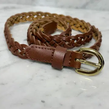 천연 가죽 메쉬 벨트 브라운 가죽 가는 벨트 가는 폭 금 웨빙 벨트