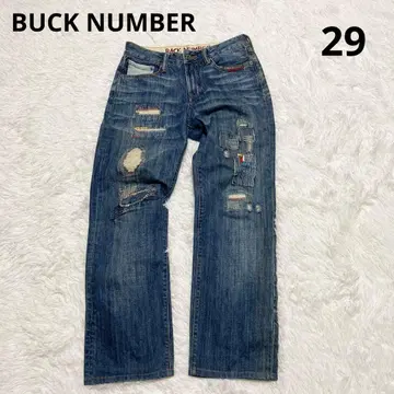 백넘버 데미지 데님 팬츠 새상품급 29 패치워크 크러쉬