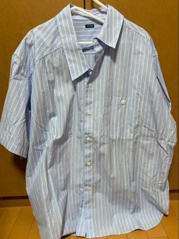 LESSIX 하프 슬리브 슬립 셔츠 블루 스트라이프