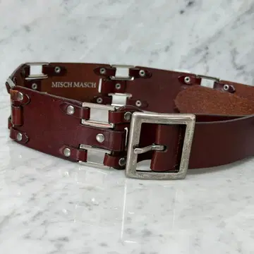 빈티지 MISCH MASCH 올드 가죽 천연 가죽 벨트 퍼즐