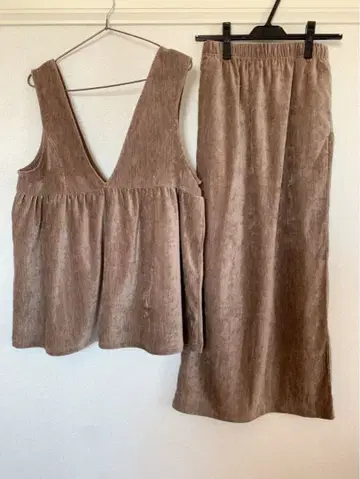 브라운 벨벳풍 셋업