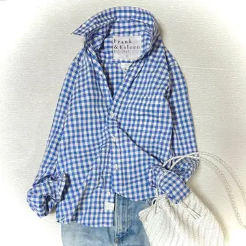 프랭크&일리 BARRY 깅엄 체크 포플린 주름 가공 셔츠