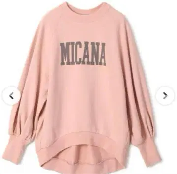 MICANA 마이카나 볼륨 슬리브 로고 맨투맨 프리 핑크