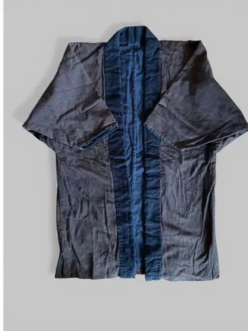 빈티지 코튼 소재 다크 그레이 네이비 도테라 쇼와 레트로 반텐 레어