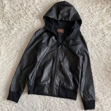 드레스 스트립/dreatrip 라이더스 가죽 자켓 후드 부착 가죽