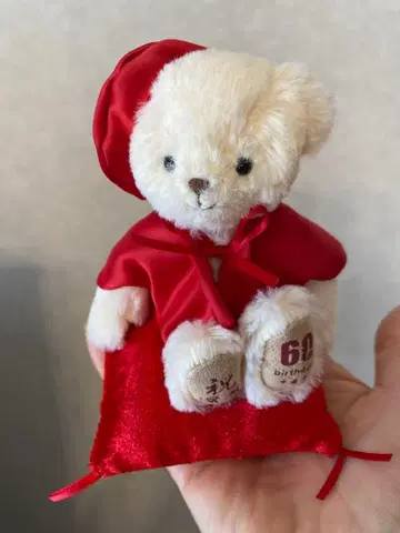 [ 환갑 축하 테디베어 봉제 인형 빨간색 짱짱코 환갑 베어 방석 포함 ]