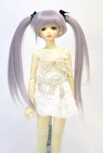 내열 인형 가발 [히메카즈라] 롱 스트레이트 트윈테일 라벤더 S