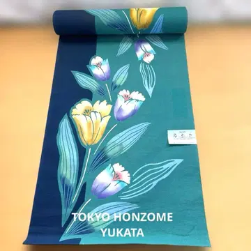 도쿄 본염 유카타 꽃무늬 유카타 옷감 튤립 패턴 37cm x 12m