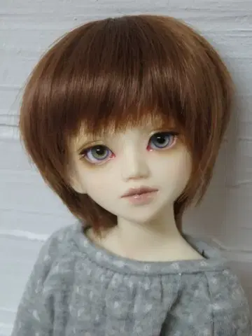 SALE 내열 인형 가발 [히메카즈라] 샤기 숏 라이트 브라운 S 가발