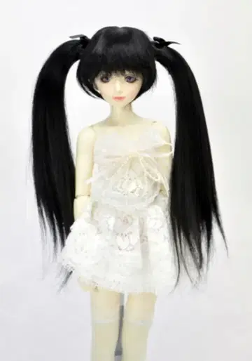 내열 인형 가발 [ 히메카즈라 ] 롱 스트레이트 투테일 블랙 S