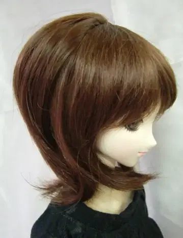 내열 인형 가발 [히메카즈라] 뽕실 헤어 숏 다크 브라운 MS