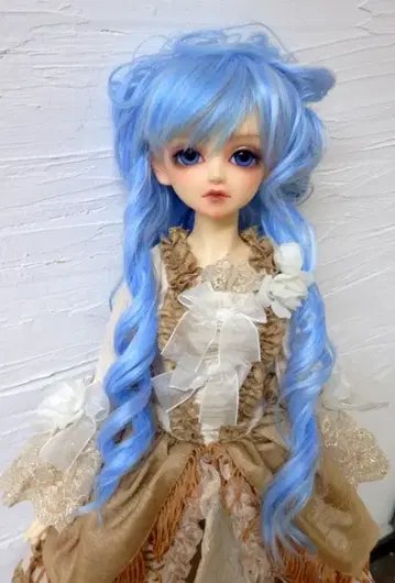 내열 인형 가발 [히메카즈라] 뽕실 헤어 웨이브 캔디 블루 L