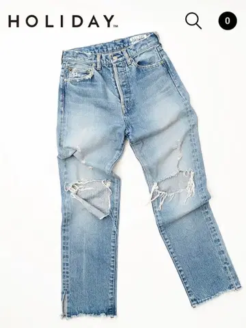 HOLIDAY DAMAGE DENIM SLIM PANTS