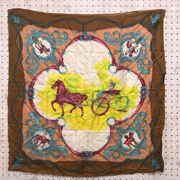 엘레강트 클래식 트레디셔널 구제 의류 잡화 마차 승마 시어 실크 스카프