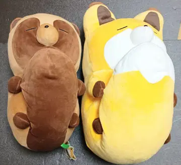 너구리와 여우 말랑 봉제 인형 2체 세트 택 포함