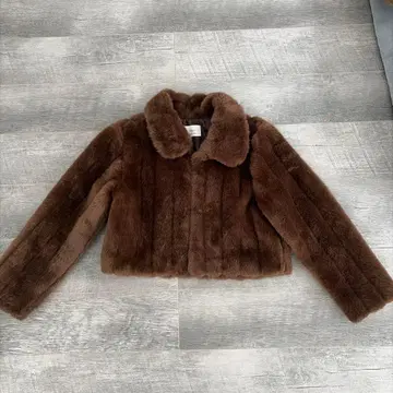 Nugu CIRCLE 브라운 퍼 숏 자켓