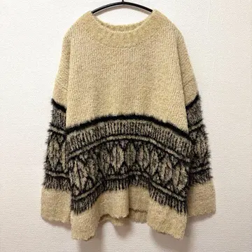 [ 미사용 ] BEARDSLEY 비어즐리 빅 페어아일 패턴 풀오버