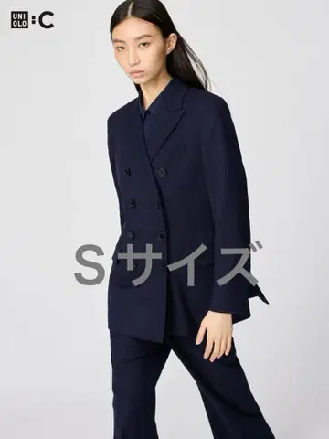 [택 포함 새상품] UNIQLO C 더블 테일러드 자켓 S 사이즈 네이비