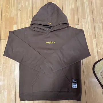 AVIREX 브라운 후드 부착 후드티 끈 없음