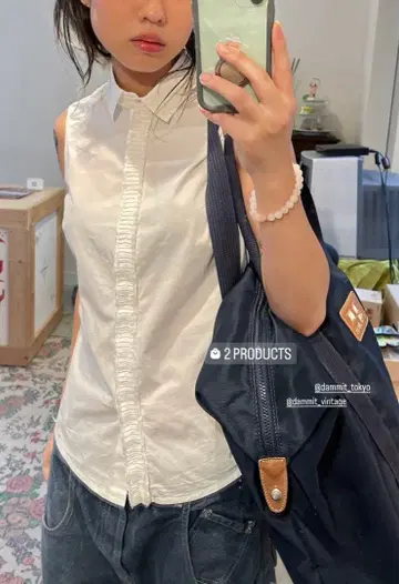 JILSANDER NAVY 화이트 슬리브리스 셔츠