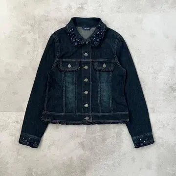 PINK HOUSE 핑크하우스 프릴 꽃 모티브 데님 자켓