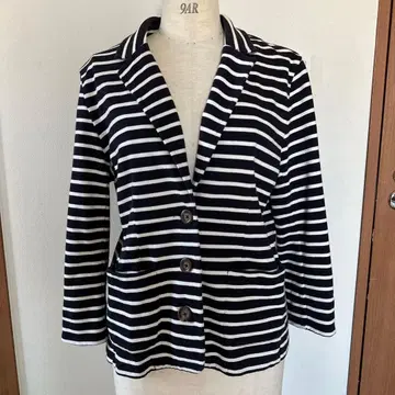 랜즈 엔드 보더 자켓 코튼 테일러드 자켓 L