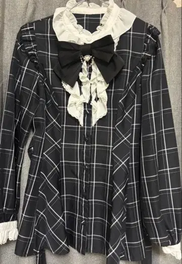 [ 선착순 ] 시크릿허니 액세서리 리본 긴팔 셋업 체크