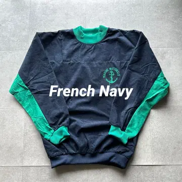 데드스탁 프랑스 해군 VELVETEEN (벨벳) 스웨트 셔츠 네이비 그린