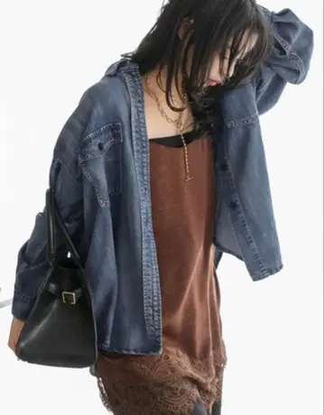 AMElY 데님 셔츠 블루 라지엠