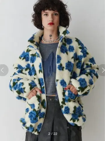 jouetie 패턴 보아 자켓 파랑 장미 M