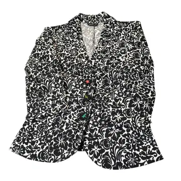 agnes b 테일러드 자켓 보태니컬 무늬 화이트 x 블랙 40