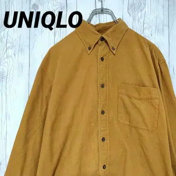올드 유니클로 코듀로이 셔츠 긴팔 BD 셔츠 카멜 90s 네이비 택