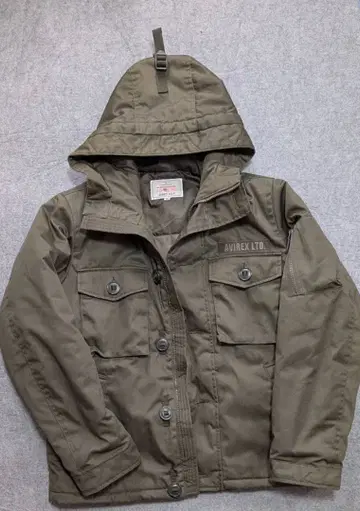 AVIREX 후드 부착 밀리터리 자켓 올리브 그린 M 사이즈
