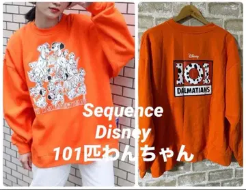 Sequence Disney 남성용 L 맨투맨 101마리 강아지 주황