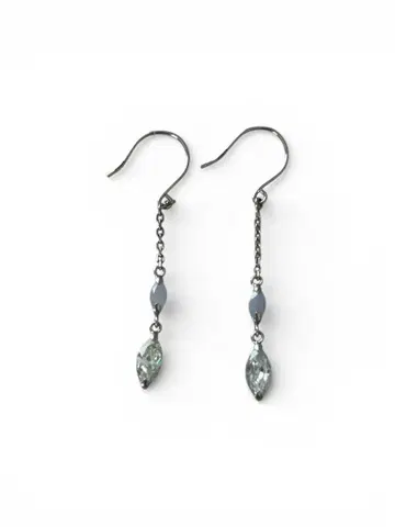 K14 WG 귀걸이 양쪽 체인 스톤 약 1g