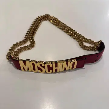 MOSCHINO 모스키노 체인 벨트 레드 x 골드