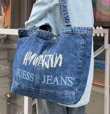 Hyunjin 현진 Guess Jeans 하라주쿠 한정판 데님 토트백