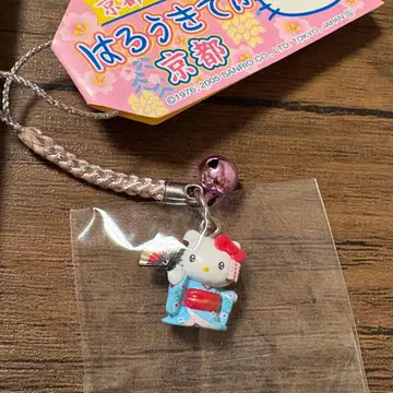 헬로키티 교토 한정판 족두리 마스코트 스트랩 마이코 스카이블루