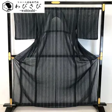 여름 기모노 코몬 세로 줄무늬 블랙 컬러 K-4867