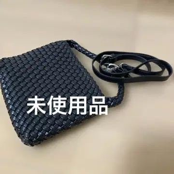 블랙 뜨개질 가죽 숄더백