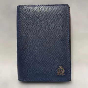 [ 새상품급 ] 던힐 네이비 가죽 명함지갑 투톤 컬러