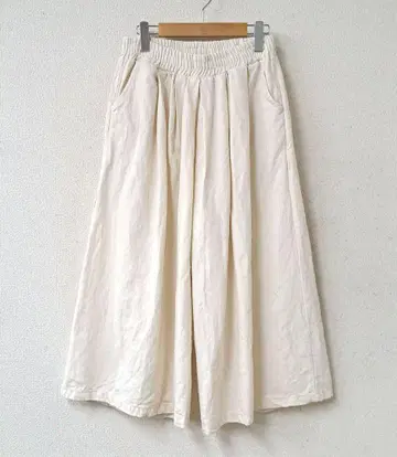 sloe 코튼 린넨 데님 가우초 팬츠 오프화이트