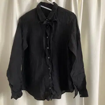 네스트로브 블랙 린넨 블라우스 리본 포함 nest Robe