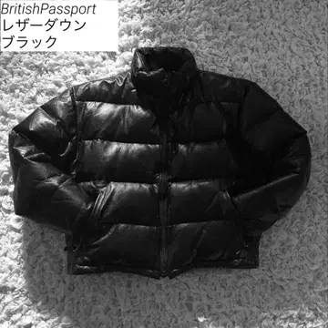 소가죽 레더 다운 자켓 BritishPassport 천연 가죽 블랙