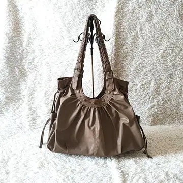 당시 물건 모리걸 숄더백 가죽 스터드 뜨개질 개더