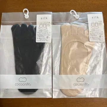 [ 미사용 ] 스나야마 양말 실크 5본 발가락 풋 커버 블랙 베이지